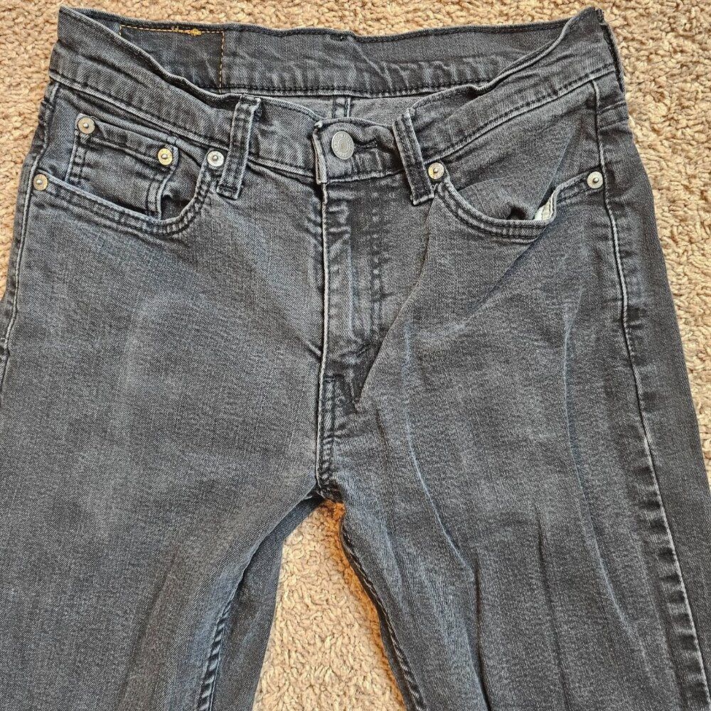 Levis 514 Jeans Mens Tag 29x32 Fit 28x29 Black Straight Denim Dark Wash Stretch - Picture 8 of 13